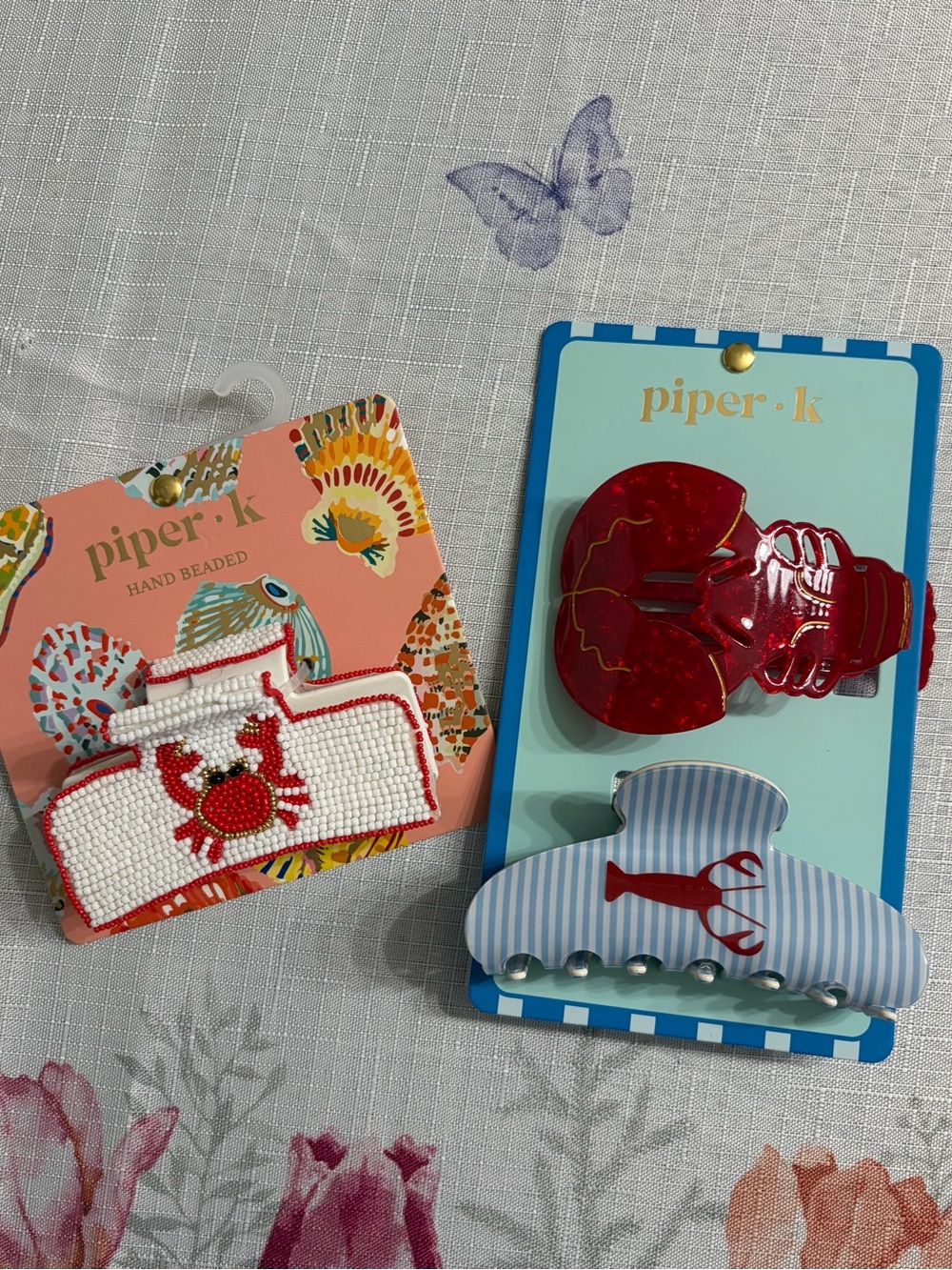 Piper K Coastal Hair Clip Set - Lobster & Crab (Set of 3) - Picture 6 of 6